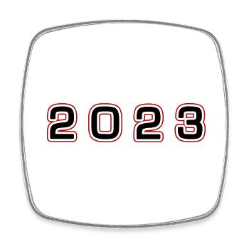 2023 Jahr Zahl - Viereckiger Kühlschrankmagnet - Weiß - Vorne