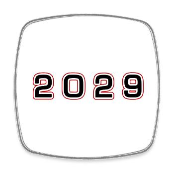 2029 Jahr Zahl - Viereckiger Kühlschrankmagnet - Weiß - Vorne