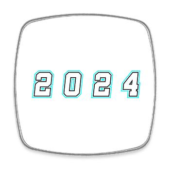 2024 year number - Square fridge magnet - white - Front