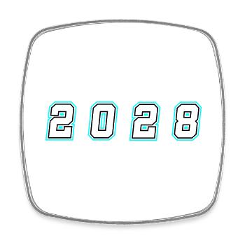 2028 Jahr Zahl - Viereckiger Kühlschrankmagnet - Weiß - Vorne