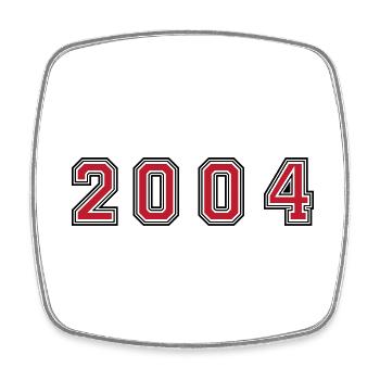 2004 Jahr Zahl - Viereckiger Kühlschrankmagnet - Weiß - Vorne
