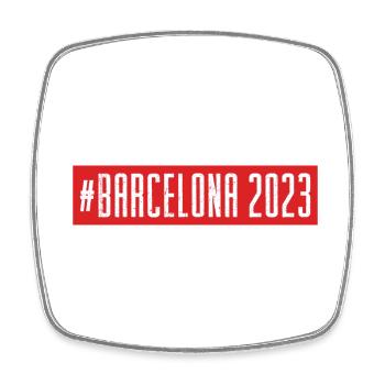 Barcelona 2023 - Viereckiger Kühlschrankmagnet - Weiß - Vorne