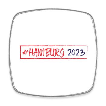 Hamburg 2023 - Viereckiger Kühlschrankmagnet - Weiß - Vorne
