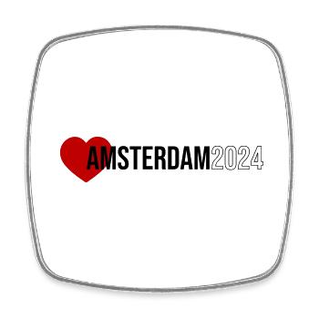 Amsterdam 2024 Herz Urlaub - Viereckiger Kühlschrankmagnet - Weiß - Vorne