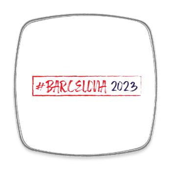 Barcelona 2023 - Viereckiger Kühlschrankmagnet - Weiß - Vorne