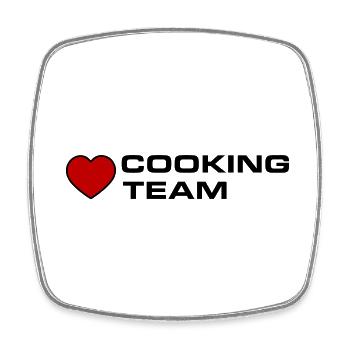 Cooking Team Herz - Viereckiger Kühlschrankmagnet - Weiß - Vorne