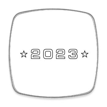 2023 Strich - Viereckiger Kühlschrankmagnet - Weiß - Vorne