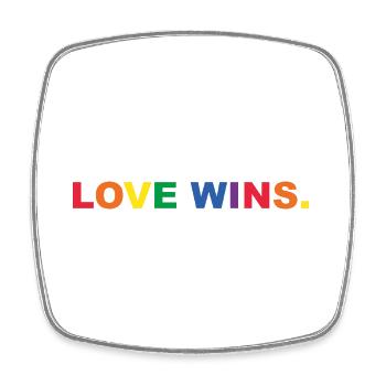 love wins - Regenbogen Schriftzug - Viereckiger Kühlschrankmagnet - Weiß - Vorne