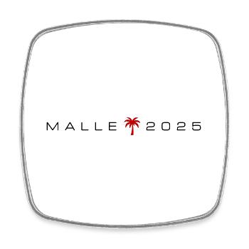 Malle 2025 Palme - Viereckiger Kühlschrankmagnet - Weiß - Vorne