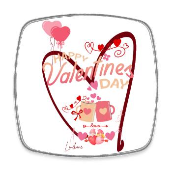 VALENTIN Happy valentines days - Magnet carré - blanc - Devant