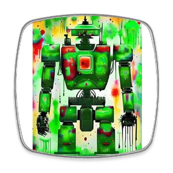 Künstler Roboter Maler - Viereckiger Kühlschrankmagnet - Weiß - Vorne