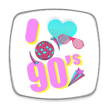 I love 90´s - Viereckiger Kühlschrankmagnet - Weiß - Vorne
