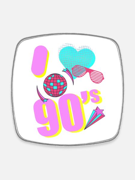 I love 90 ́s - Square fridge magnet - white