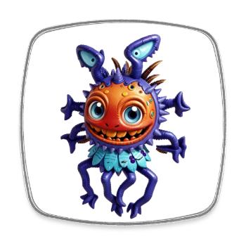Mouche extraterrestre violette - Magnet carré - blanc - Devant