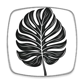 Feuille de Monstera cool, Motif de plantes - Magnet carré - blanc - Devant