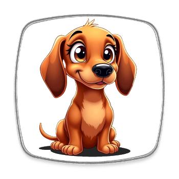 Süßer Dackel - Drolliger Dachshund - Viereckiger Kühlschrankmagnet - Weiß - Vorne