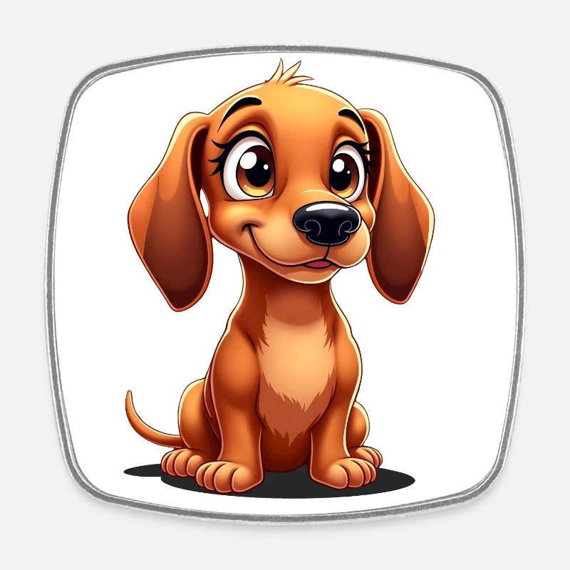 Süßer Dackel - Drolliger Dachshund - Viereckiger Kühlschrankmagnet - Weiß