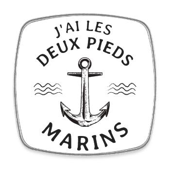 J'AI LES DEUX PIEDS MARINS - Magnet carré - blanc - Devant