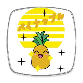 kawaii pineapple fun - Viereckiger Kühlschrankmagnet - Weiß - Vorne
