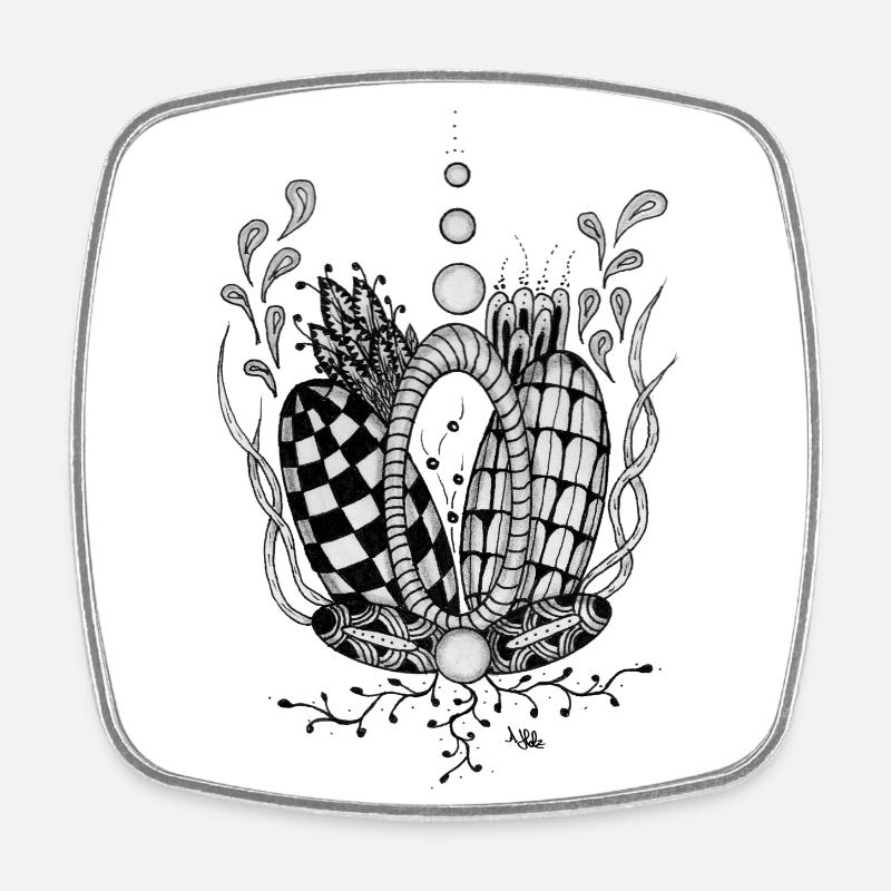 Tangle Type: Floral Design with Geometric Shape - Square fridge magnet - white