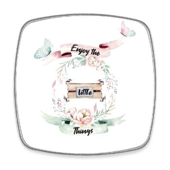 Enjoy the little Things Vintage - Square fridge magnet - white - Front