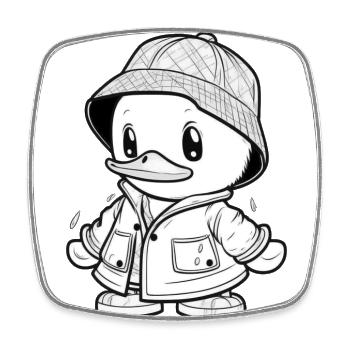 Cozy Duck - Ready for Rain - Square fridge magnet - white - Front
