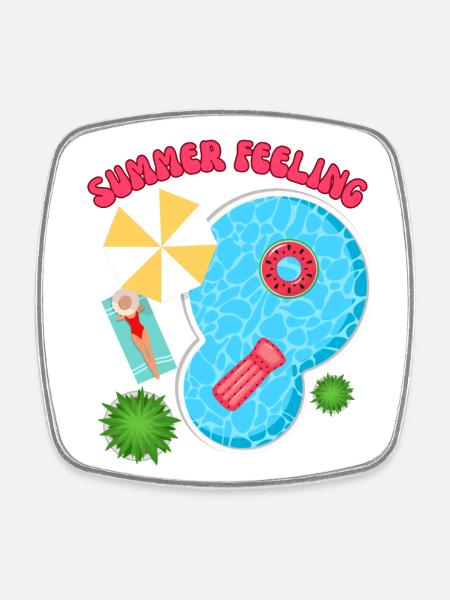 SUMMER FEELING - Viereckiger Kühlschrankmagnet - Weiß