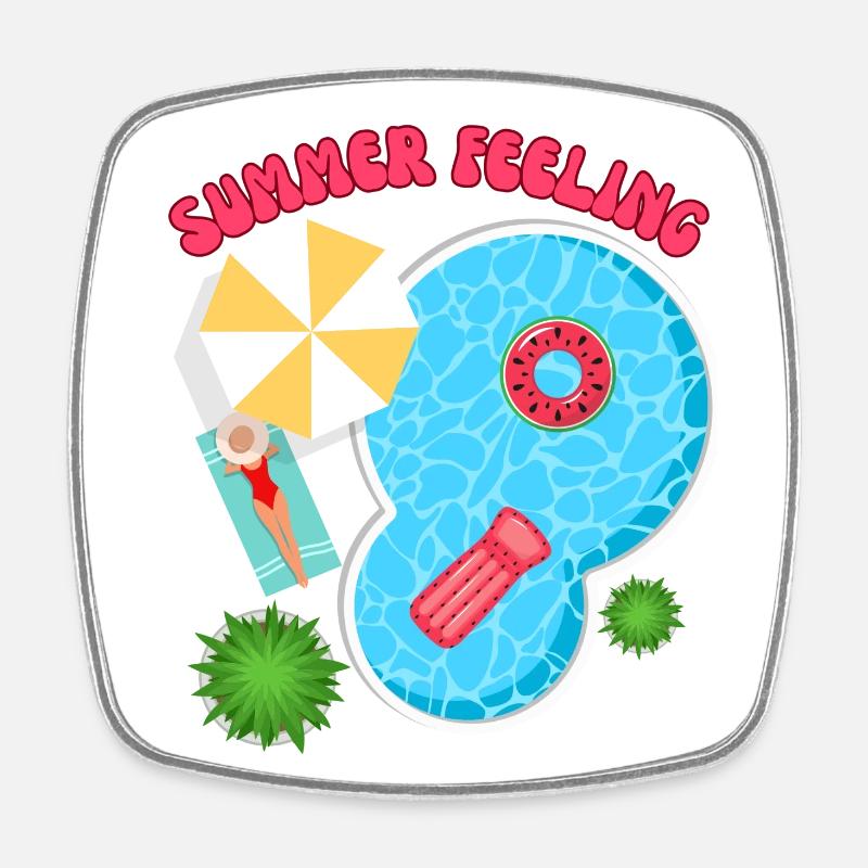 SUMMER FEELING - Viereckiger Kühlschrankmagnet - Weiß