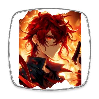 Portrait animé feu n°1 - Magnet carré - blanc - Devant