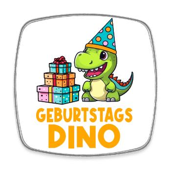 Kindergeburtstag Geburtstags Dino bunte Geschenke - Viereckiger Kühlschrankmagnet - Weiß - Vorne