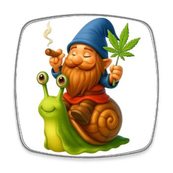 Cooler Zwerg kiffend auf Schnecke - Cannabis -Weed - Viereckiger Kühlschrankmagnet - Weiß - Vorne