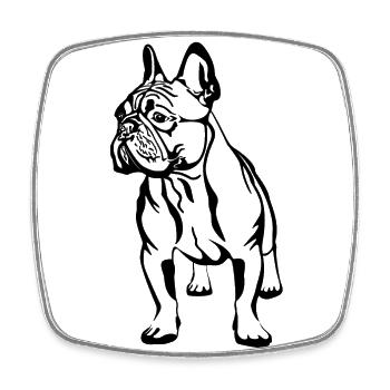 Bande dessinée de bouledogue français - Magnet carré - blanc - Devant