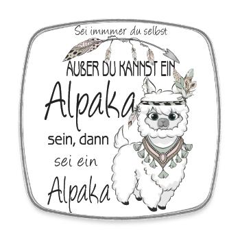Alpaka Sei immer du selbst - Viereckiger Kühlschrankmagnet - Weiß - Vorne