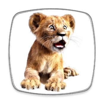 petit lion, lionceau, lion - Magnet carré - blanc - Devant