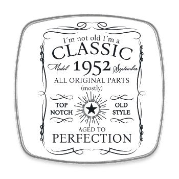 Jahrgang 1952 Geburtstag Geschenk September - Viereckiger Kühlschrankmagnet - Weiß - Vorne