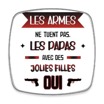 Idée Cadeau Papa Protecteur - Magnet carré - blanc - Devant