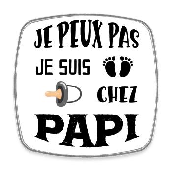 Bébé Trop Occupé Chez Papi - Magnet carré - blanc - Devant