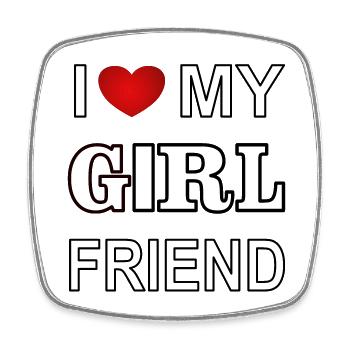 I love my girlfriend Ich liebe meine Freundin - Viereckiger Kühlschrankmagnet - Weiß - Vorne