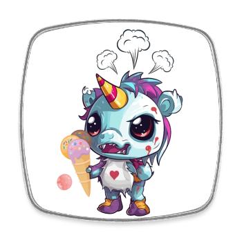Angry Unicorn - Angry Unicorn - Unicorn Evil - Square fridge magnet - white - Front
