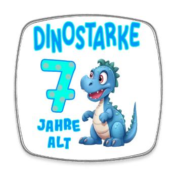 Dinostarke 7 Jahre alt Kindergeburtstag Geschenk - Viereckiger Kühlschrankmagnet - Weiß - Vorne