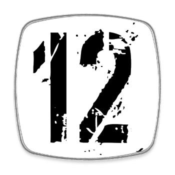 12 Nombre 12 Ans - Magnet carré - blanc - Devant