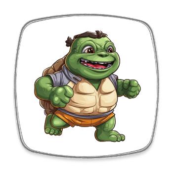 Drôle de tortue qui rit - Design joyeux - Magnet carré - blanc - Devant