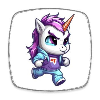 Grimmiges Einhorn Design - Mystische Magie - Viereckiger Kühlschrankmagnet - Weiß - Vorne