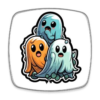 Sugary Ghost Trio Halloween Ghosts - Square fridge magnet - white - Front
