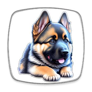 Cute German Shepherd Puppy - Square fridge magnet - white - Front