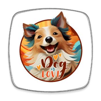 Dog is LOVE - Viereckiger Kühlschrankmagnet - Weiß - Vorne
