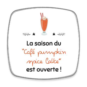 Café pumpkin spice latte | Cadeau - Magnet carré - blanc - Devant