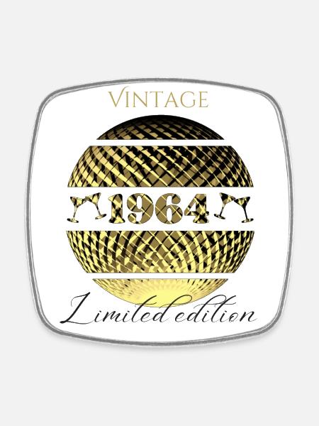 Vintage 1964 limited edition 60th birthday in gol - Square fridge magnet - white