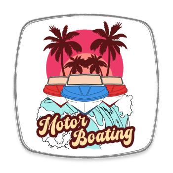 Bateau à moteur - Bateau à moteur Plage d’été Rétro - Magnet carré - blanc - Devant