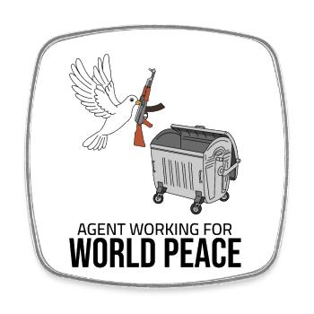 agent working for world peace - Viereckiger Kühlschrankmagnet - Weiß - Vorne